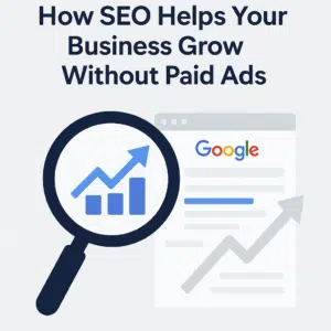 Visual explanation showing how SEO drives organic business growth and visibility without relying on paid advertising