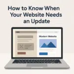 Visual guide showing key signs that indicate when a website needs an update to improve performance and user experience