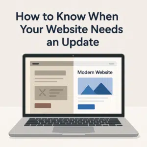 Visual guide showing key signs that indicate when a website needs an update to improve performance and user experience