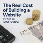 Informative visual outlining the real costs involved in building a website in the UK in 2025, including design, development, and ongoing expenses