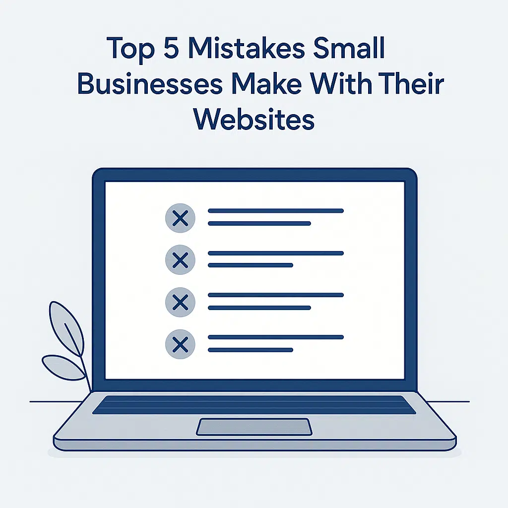 Visual overview highlighting the top five website mistakes that prevent small businesses from converting visitors into customers